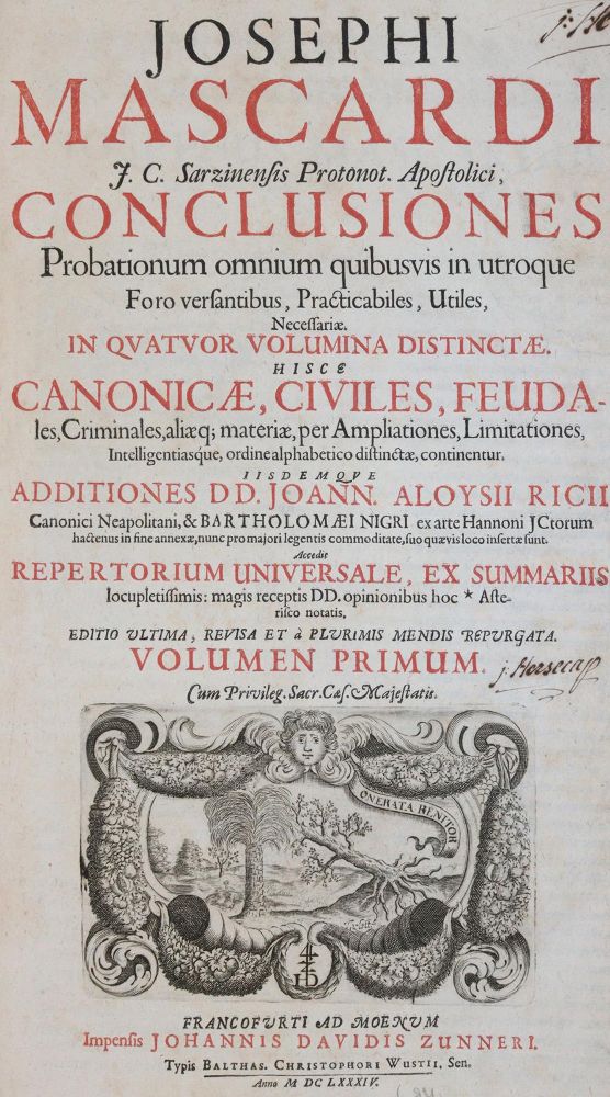 Große Abbildung Nr.2: 143-238 Mascardi,J.: (Alte Drucke, Handschriften und Theologie)