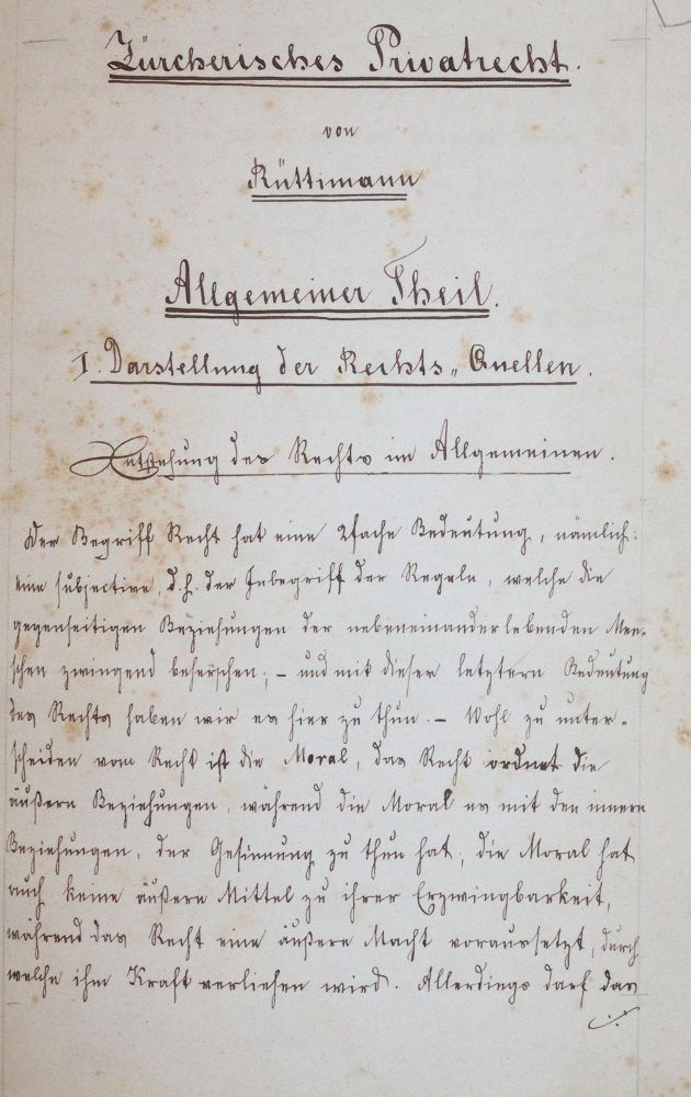 Große Abbildung Nr.1: 143-2388 Zürcherisches Privatrecht.: (Schweiz, Zürich)
