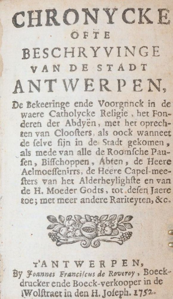 Große Abbildung Nr.1: 143-2415 (Roveroy,J.F.de).: (Verschiedene Länder - Geschichte, Benelux, Antwerpen)