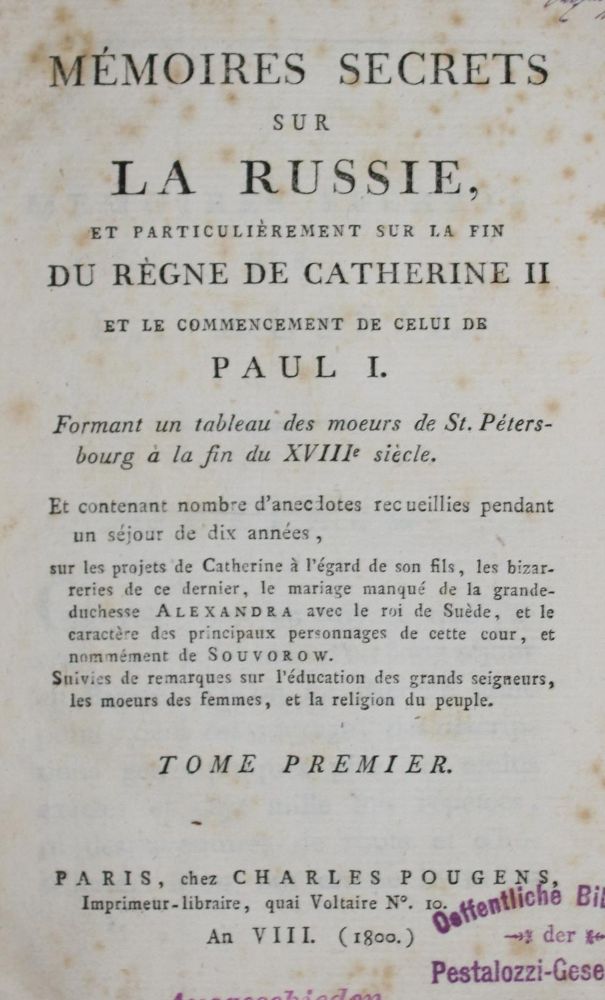 Große Abbildung Nr.1: 143-2477 (Masson de Blamont,C.F.P.).: (Verschiedene Länder - Geschichte, Russland)