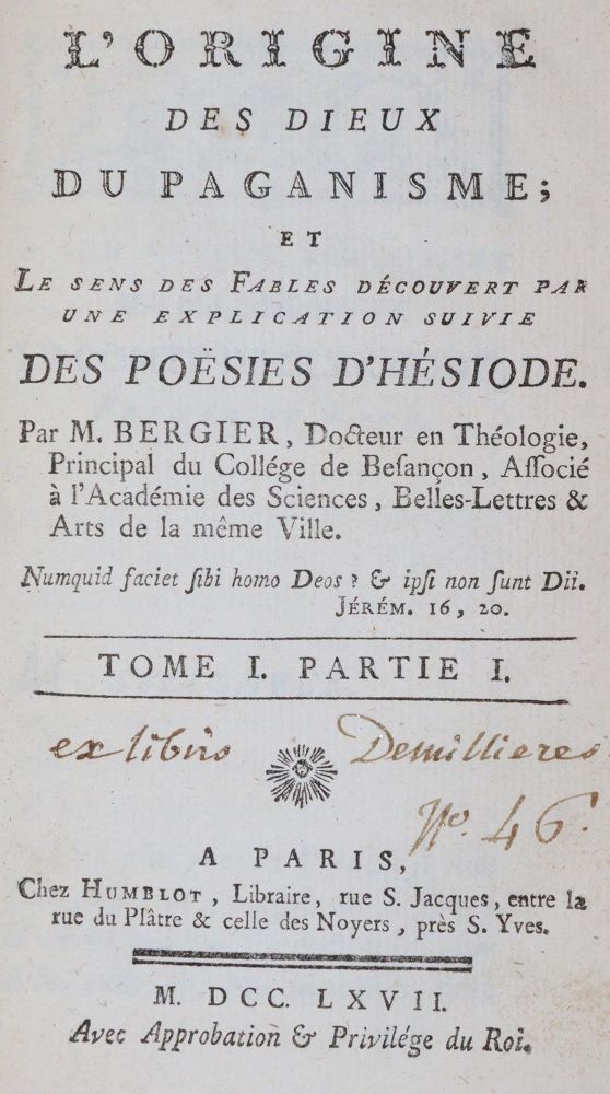 Große Abbildung Nr.1: 143-25 Bergier,(N.).: (Alte Drucke, Handschriften und Theologie)