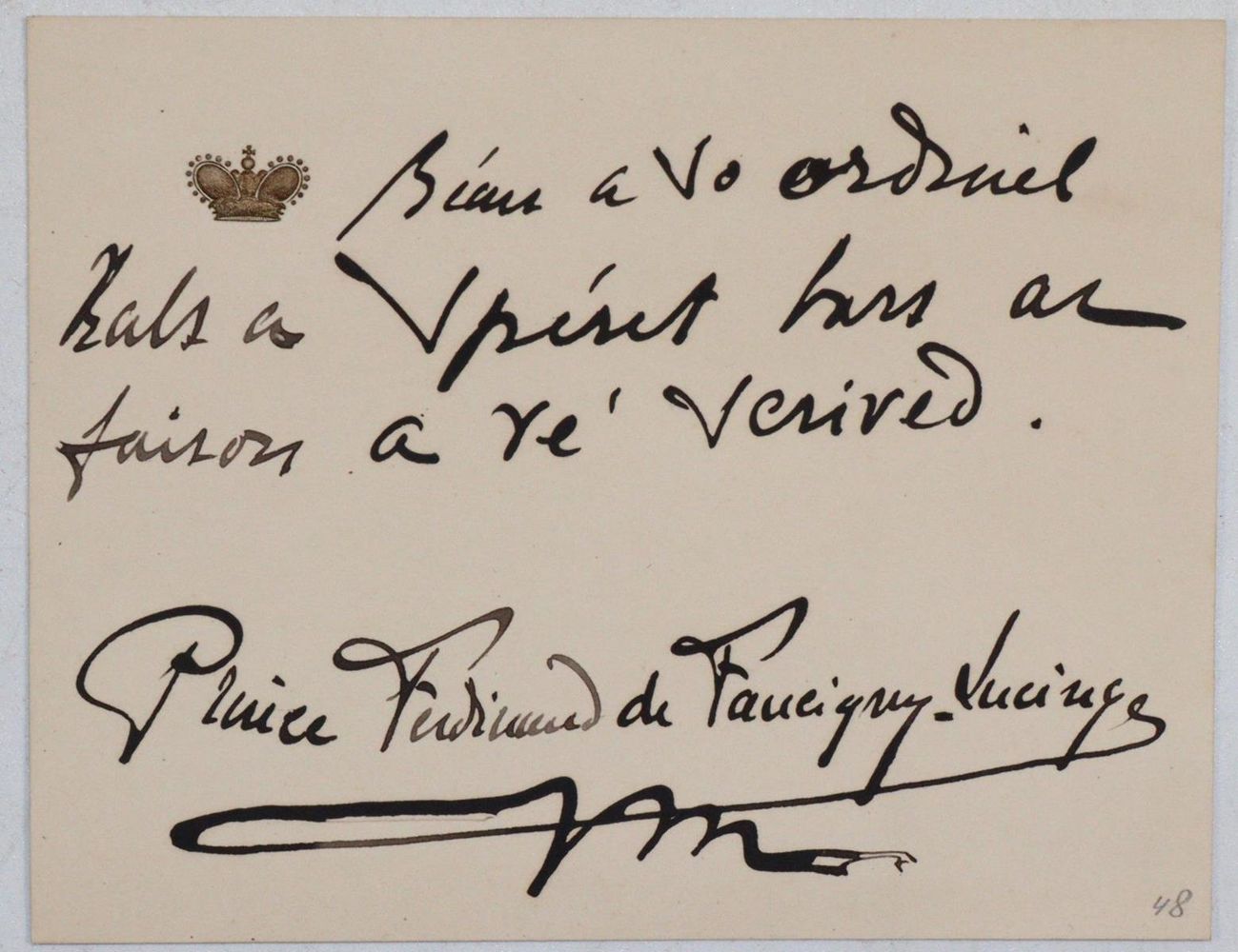 Große Abbildung Nr.1: 143-2510 Ferdinand, Prince de Faucigny-Lucinge,: (Autographen)