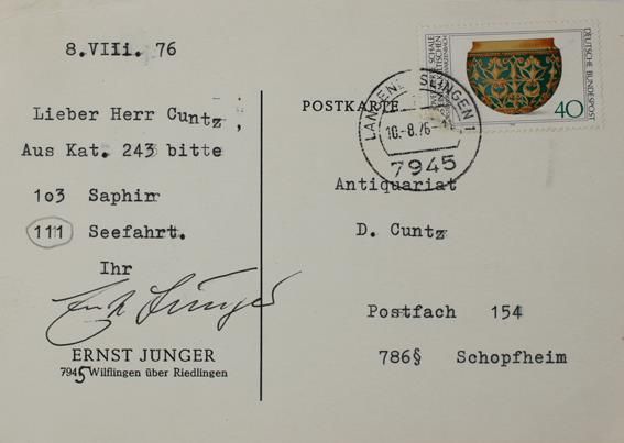 Große Abbildung Nr.1: 143-2516 Jünger, Ernst,: (Autographen)