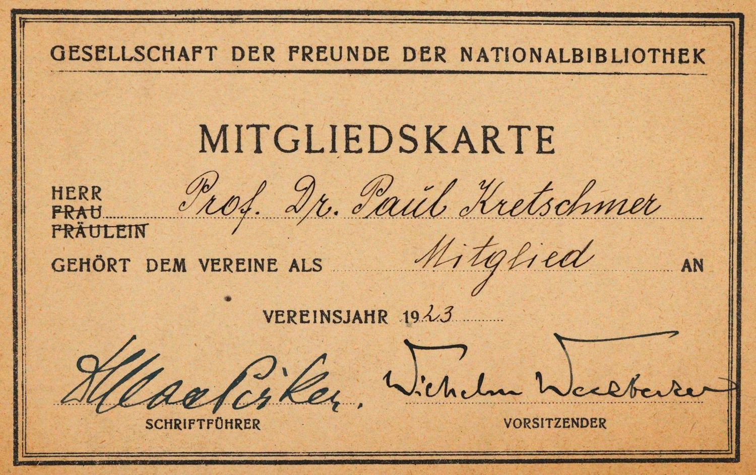 Große Abbildung Nr.1: 143-2519 Kretschmer, Paul,: (Autographen)