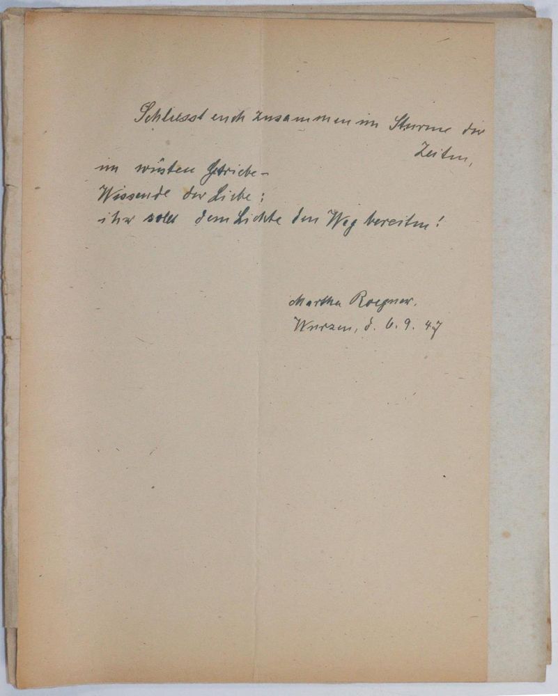 Große Abbildung Nr.1: 143-2534 Roegner, Martha,: (Autographen)
