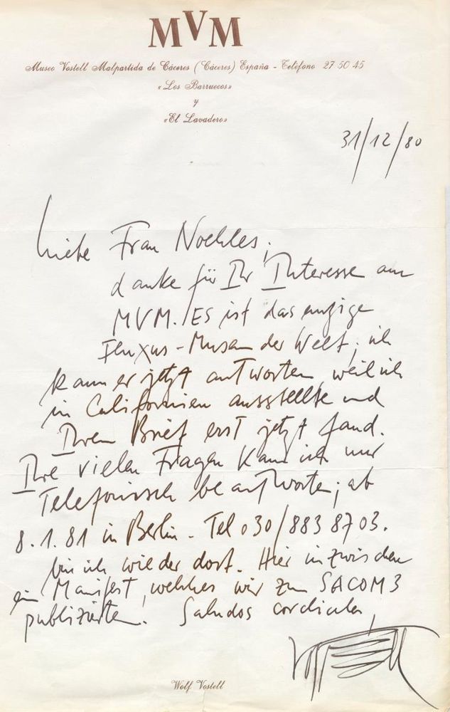 Große Abbildung Nr.1: 143-2546 Vostell, Wolf,: (Autographen)