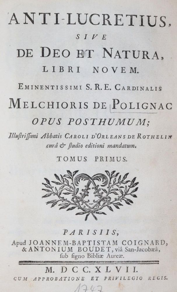 Große Abbildung Nr.1: 143-277 Polignac,M.de.: (Alte Drucke, Handschriften und Theologie)