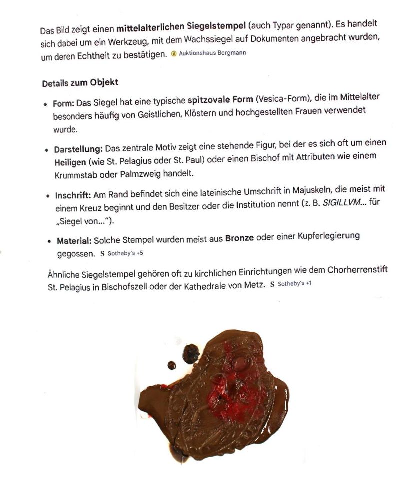Große Abbildung Nr.6: 143-2791 Spitzovales Kirchensiegel: (Petschaften)