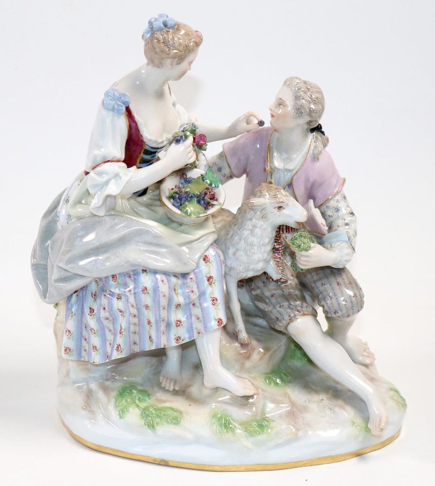 Große Abbildung Nr.1: 143-2809 Schäfergruppe - Michel Victor Acier: (Porzellan u. Keramik, Meissen)