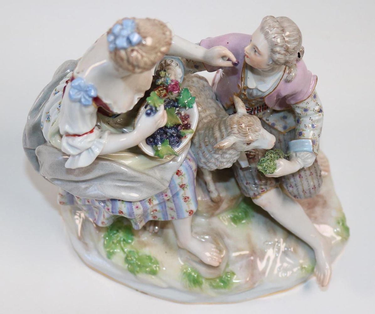 Große Abbildung Nr.2: 143-2809 Schäfergruppe - Michel Victor Acier: (Porzellan u. Keramik, Meissen)