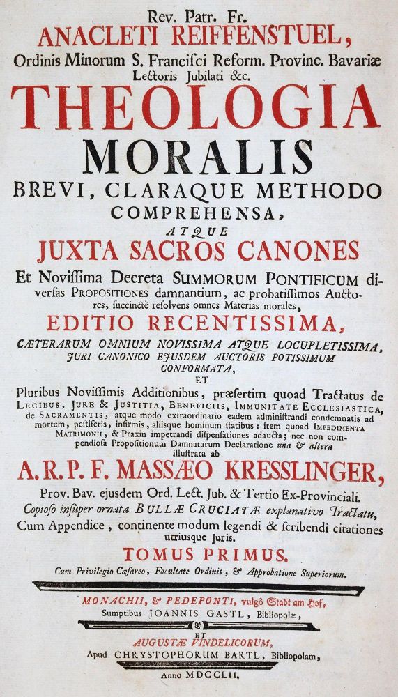 Große Abbildung Nr.1: 143-286 Reiffenstuel,A.: (Alte Drucke, Handschriften und Theologie)