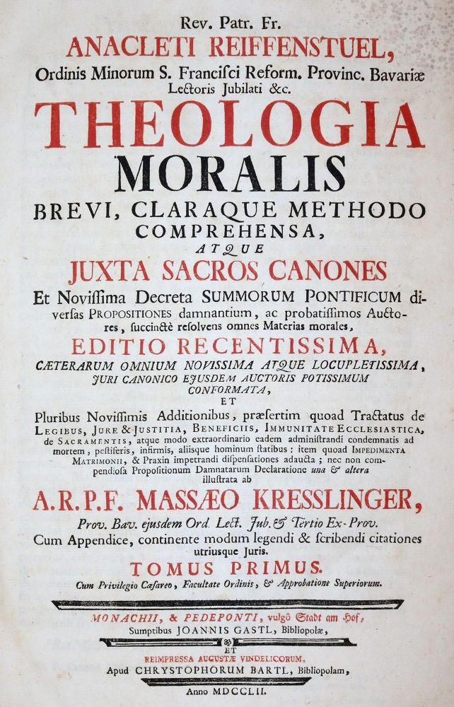 Große Abbildung Nr.1: 143-287 Reiffenstuel,A.: (Alte Drucke, Handschriften und Theologie)