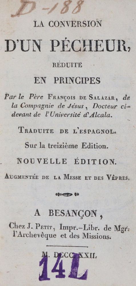 Große Abbildung Nr.1: 143-300 Salazar,F.de.: (Alte Drucke, Handschriften und Theologie)