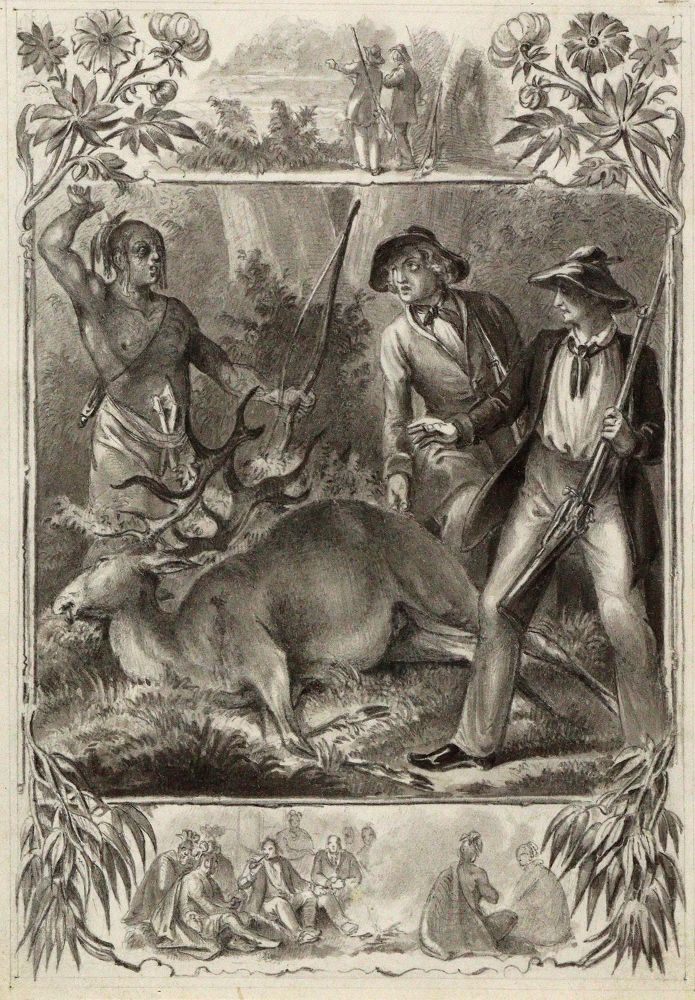 Große Abbildung Nr.1: 143-3031 Hirschjagd mit Indianer.: (Varia, Jagd)