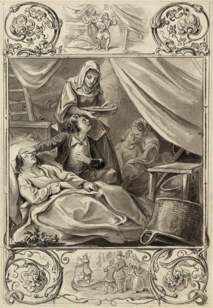 Große Abbildung Nr.2: 143-3046 Verletzte auf dem Krankenbett.: (Varia, Medizin)