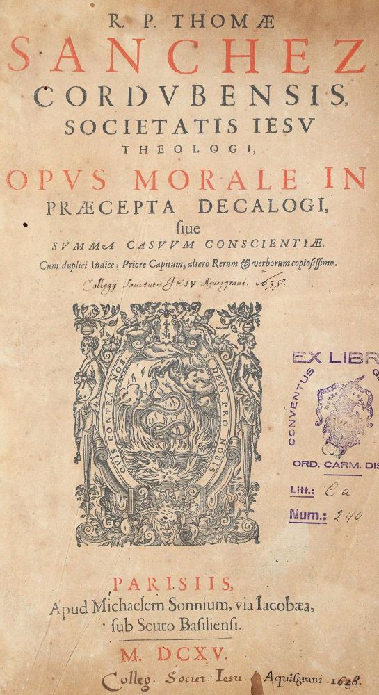 Große Abbildung Nr.1: 143-305 Sanchez,T.: (Alte Drucke, Handschriften und Theologie)