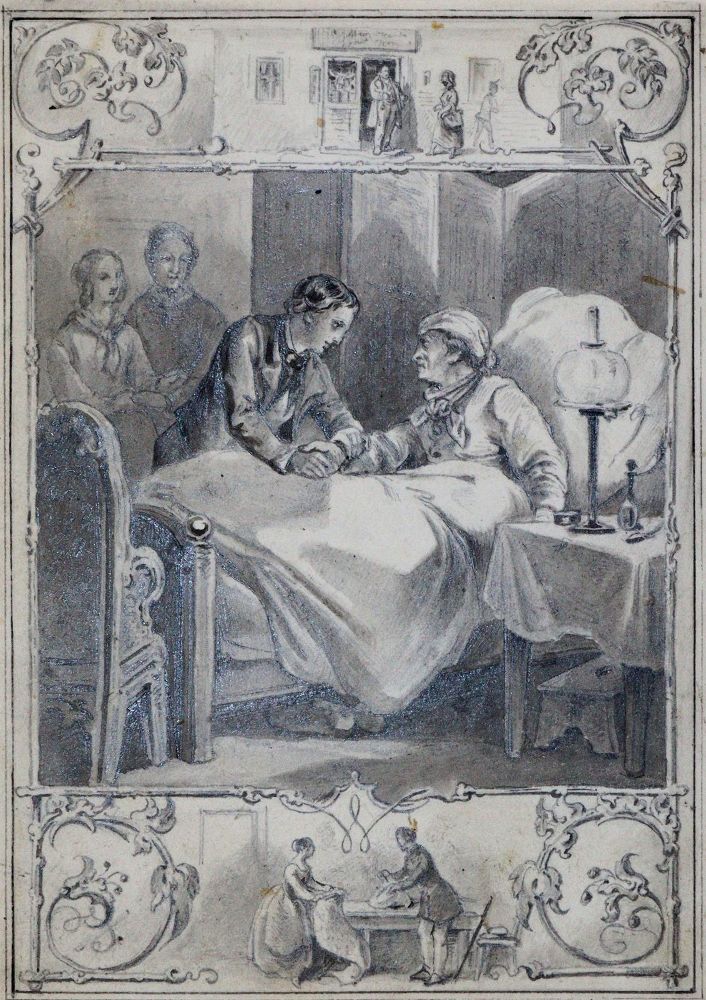 Große Abbildung Nr.2: 143-3099 Streit und Versöhnung am Krankenbett.: (Varia)