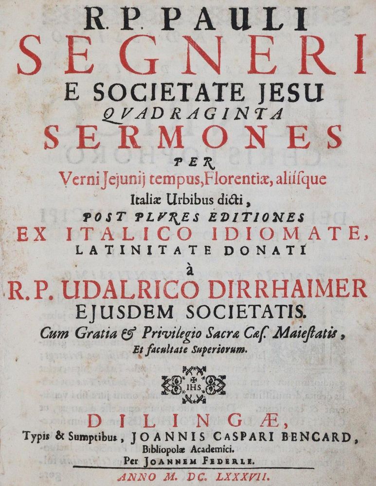 Große Abbildung Nr.1: 143-312 Segner,P.: (Alte Drucke, Handschriften und Theologie)