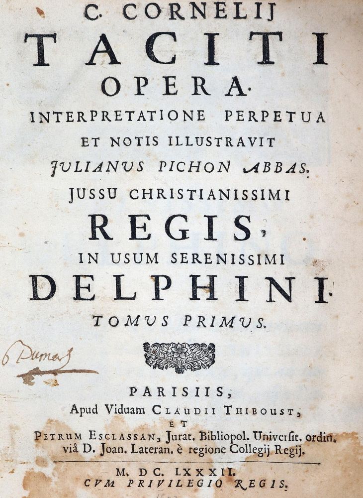 Große Abbildung Nr.1: 143-328 Tacitus,C.C.: (Alte Drucke, Handschriften und Theologie)