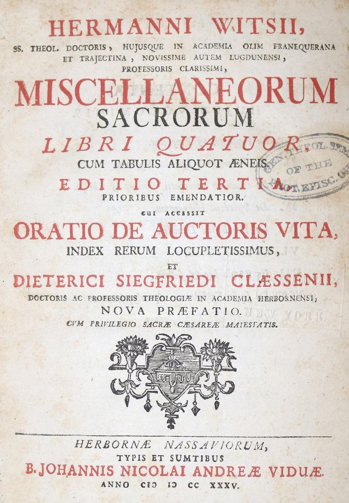 Große Abbildung Nr.1: 143-346 Witsius,H.: (Alte Drucke, Handschriften und Theologie)