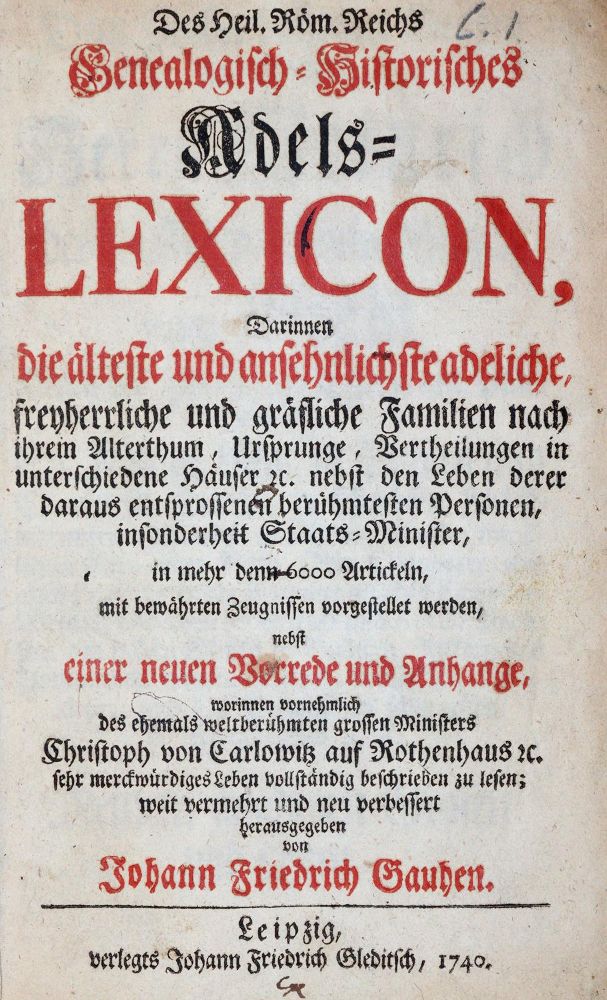 Große Abbildung Nr.1: 143-350 Gauhe,J.F.: (Genealogie und Heraldik)