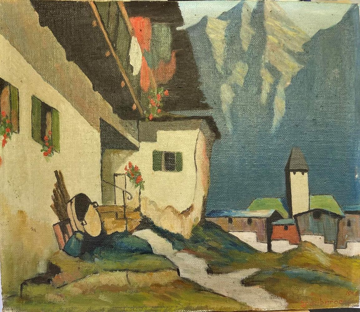 Große Abbildung Nr.2: 143-3521 Alpenländisches Bergdorf: (Künstlergraphik)