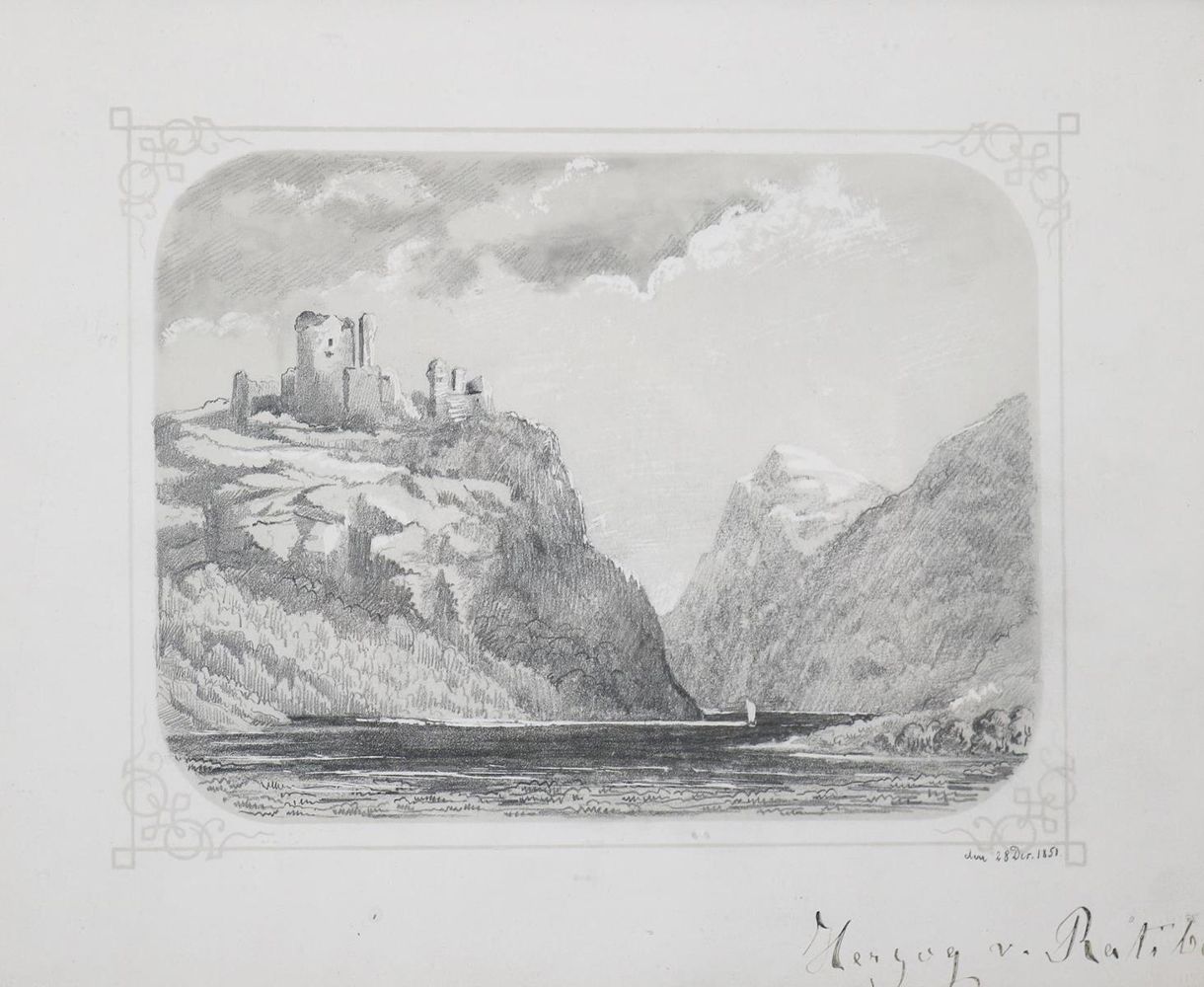 Große Abbildung Nr.1: 143-3638 Burgruine: (Künstlergraphik)