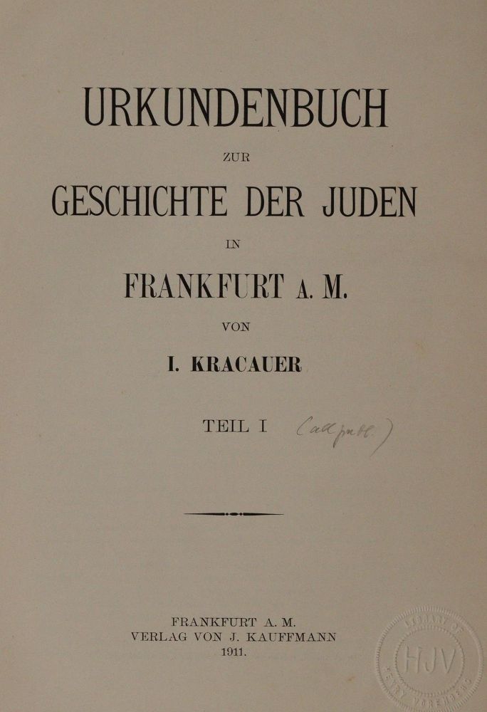 Große Abbildung Nr.1: 143-385 Kracauer,I.: (Judaica, Frankfurt)