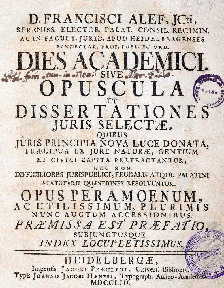 Große Abbildung Nr.1: 143-391 Alef,F.: (Juridica und Kriminologie)