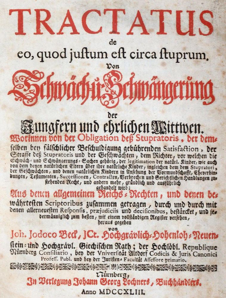 Große Abbildung Nr.1: 143-393 Beck,J.J.: (Juridica und Kriminologie)