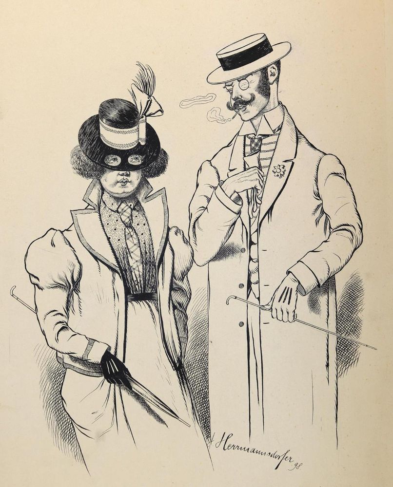 Große Abbildung Nr.2: 143-3999 Herrmannsdorfer, Joseph Martin: (Künstlergraphik, Karikatur)