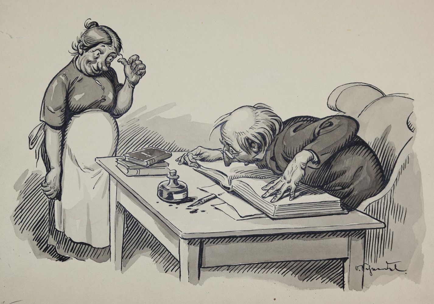 Große Abbildung Nr.2: 143-4002 Karikaturen.: (Künstlergraphik, Karikatur)