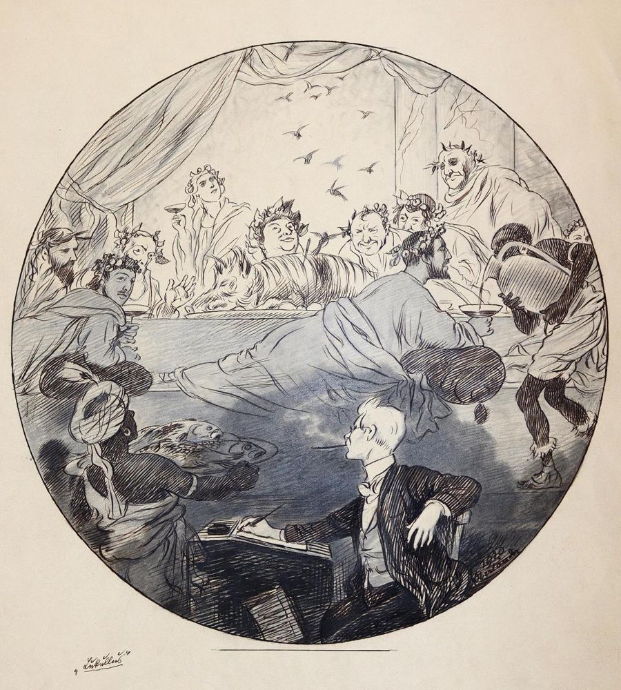 Große Abbildung Nr.6: 143-4015 Oberländer, Adolf: (Künstlergraphik, Karikatur)