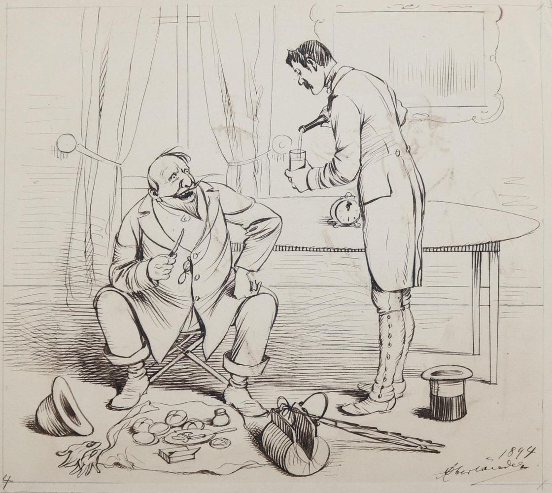 Große Abbildung Nr.2: 143-4017 Oberländer, Adolf: (Künstlergraphik, Karikatur)
