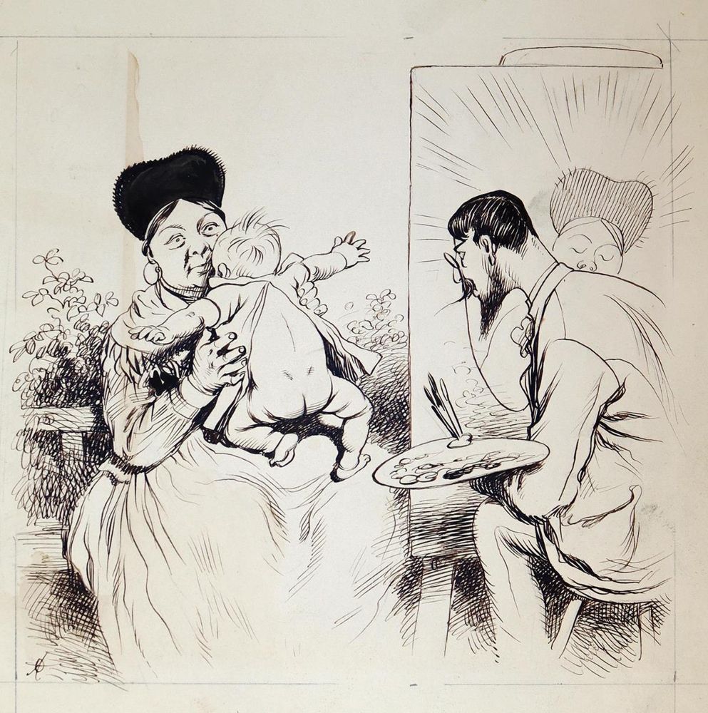 Große Abbildung Nr.6: 143-4024 Oberländer, Adolf: (Künstlergraphik, Karikatur)