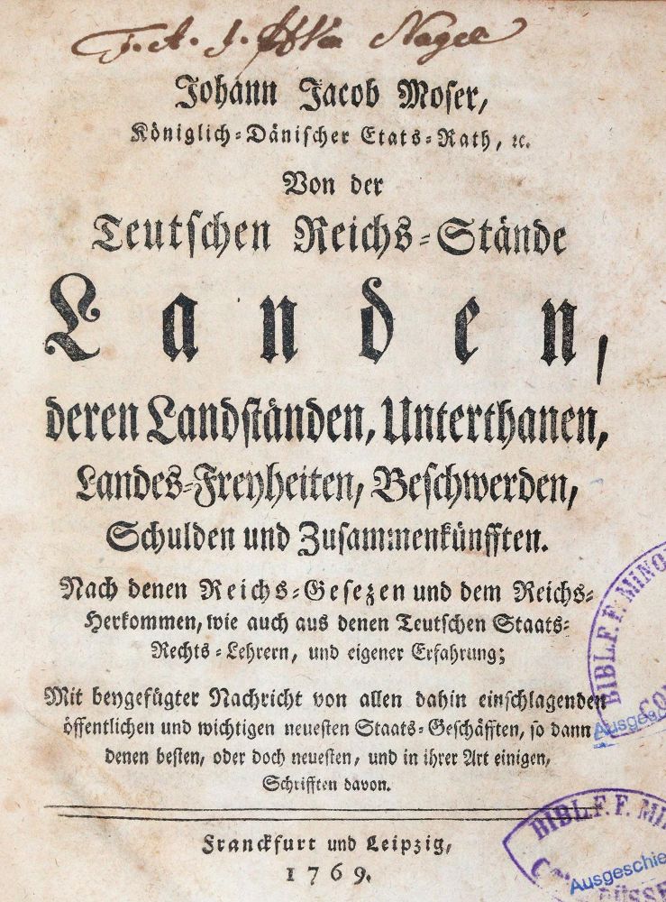 Große Abbildung Nr.1: 143-415 Moser,J.J.: (Juridica und Kriminologie)