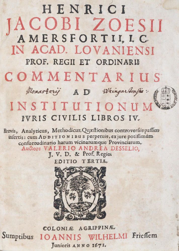 Große Abbildung Nr.3: 143-431 Zoesius,H.J.: (Juridica und Kriminologie)