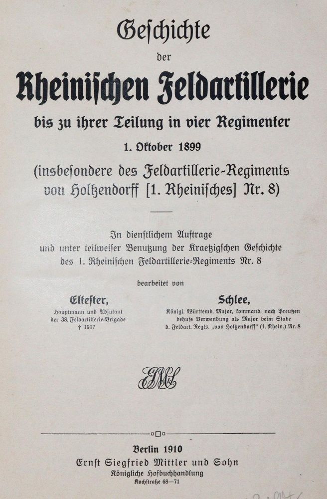 Große Abbildung Nr.1: 143-461 Eltester u. Schlee.: (Militaria, Regimentsgeschichte)