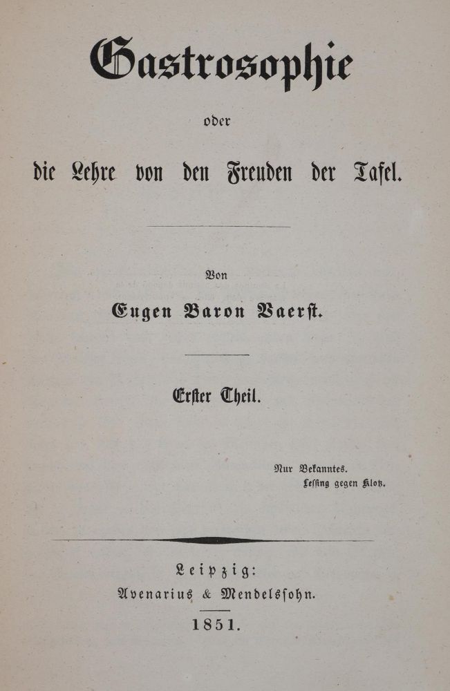 Große Abbildung Nr.1: 143-587 Vaerst,E.: (Küche und Haushalt, Gastrosophie)