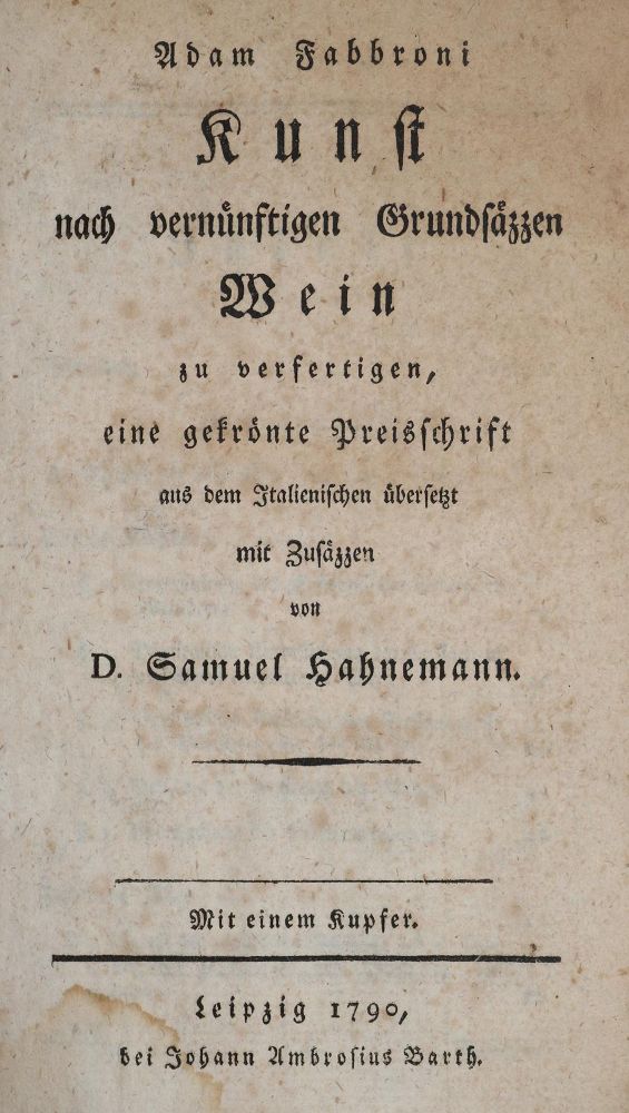 Große Abbildung Nr.1: 143-626 Fabbroni,A.: (Küche und Haushalt, Getränke, Wein)