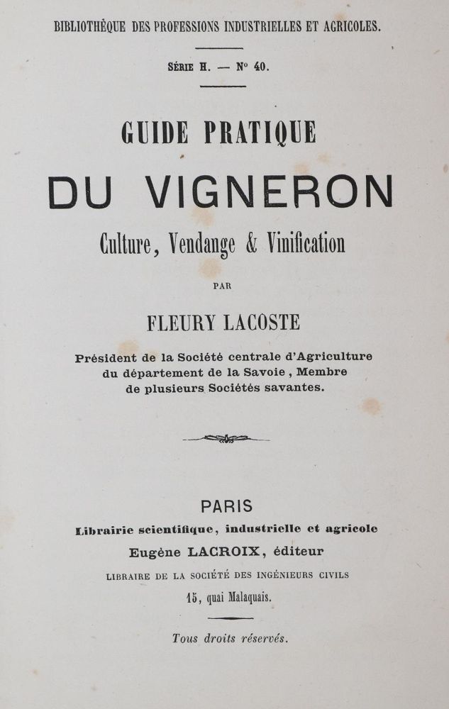 Große Abbildung Nr.1: 143-628 Fleury-Lacoste.: (Küche und Haushalt, Getränke, Wein)
