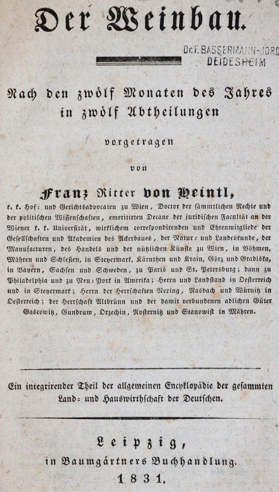 Große Abbildung Nr.1: 143-635 Heintl,F.v.: (Küche und Haushalt, Getränke, Wein)
