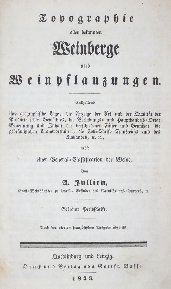 Große Abbildung Nr.1: 143-638 Jullien,A.: (Küche und Haushalt, Getränke, Wein)