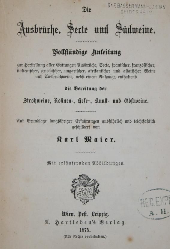 Große Abbildung Nr.1: 143-643 Maier,K.: (Küche und Haushalt, Getränke, Wein)