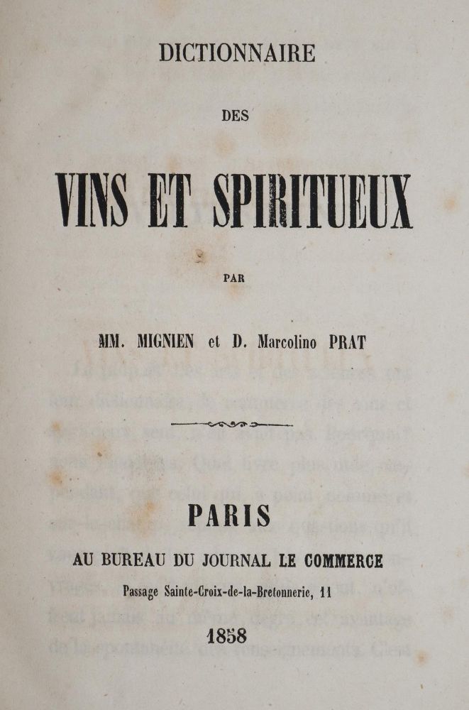 Große Abbildung Nr.1: 143-646 Mignien,M.et D. Marcolino Prat: (Küche und Haushalt, Getränke, Wein)