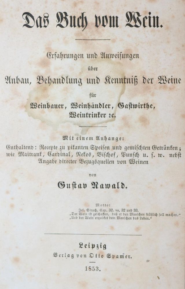 Große Abbildung Nr.1: 143-652 Rawald,G.: (Küche und Haushalt, Getränke, Wein)