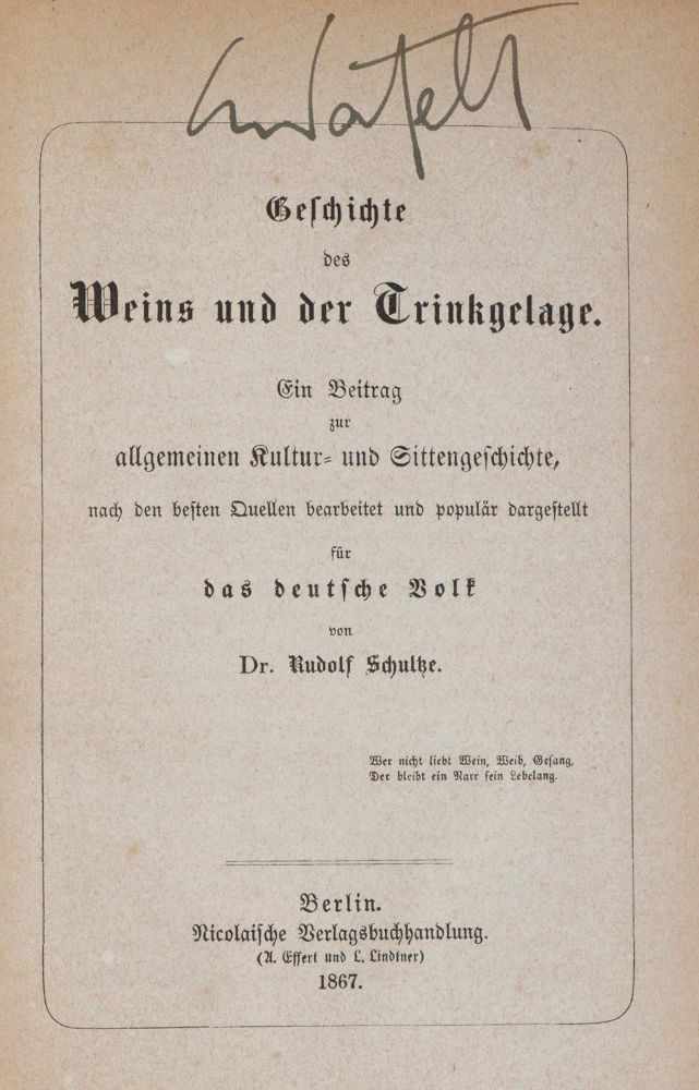 Große Abbildung Nr.1: 143-658 Schultze,R.: (Küche und Haushalt, Getränke, Wein)