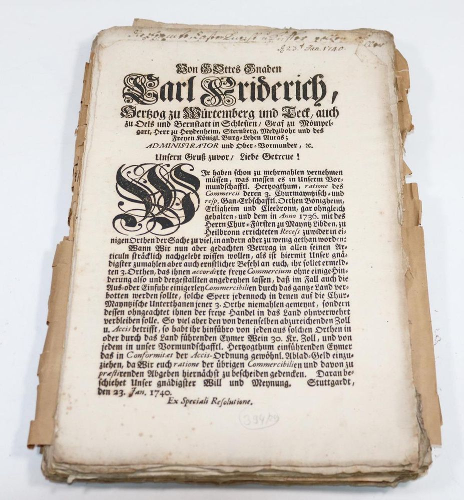 Große Abbildung Nr.1: 143-662 Verordnungen für Württemberg: (Küche und Haushalt, Getränke, Wein)