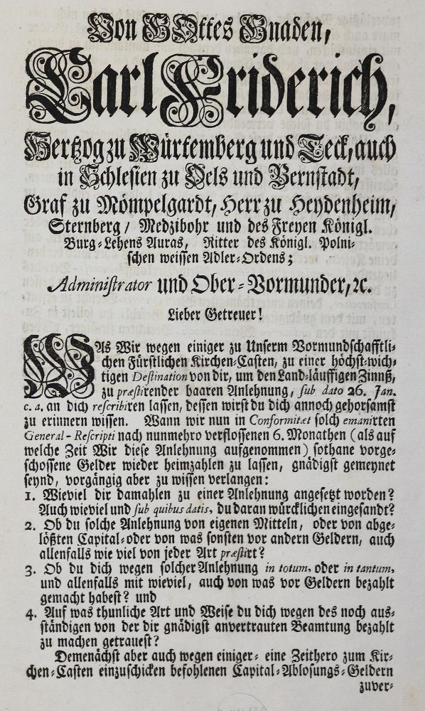 Große Abbildung Nr.4: 143-662 Verordnungen für Württemberg: (Küche und Haushalt, Getränke, Wein)