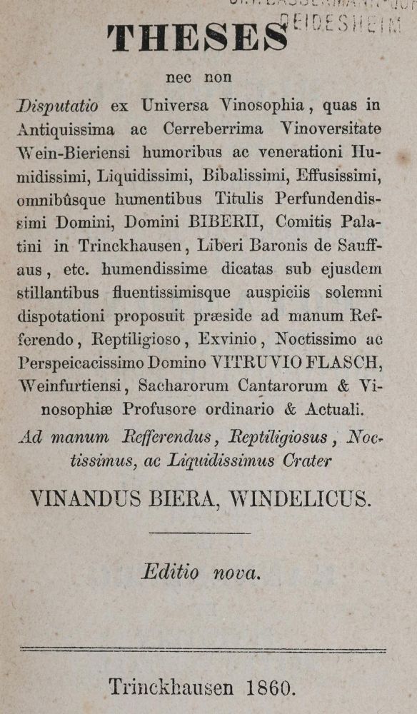 Große Abbildung Nr.1: 143-663 Vinandus Biera, Windelicus:: (Küche und Haushalt, Getränke, Wein)